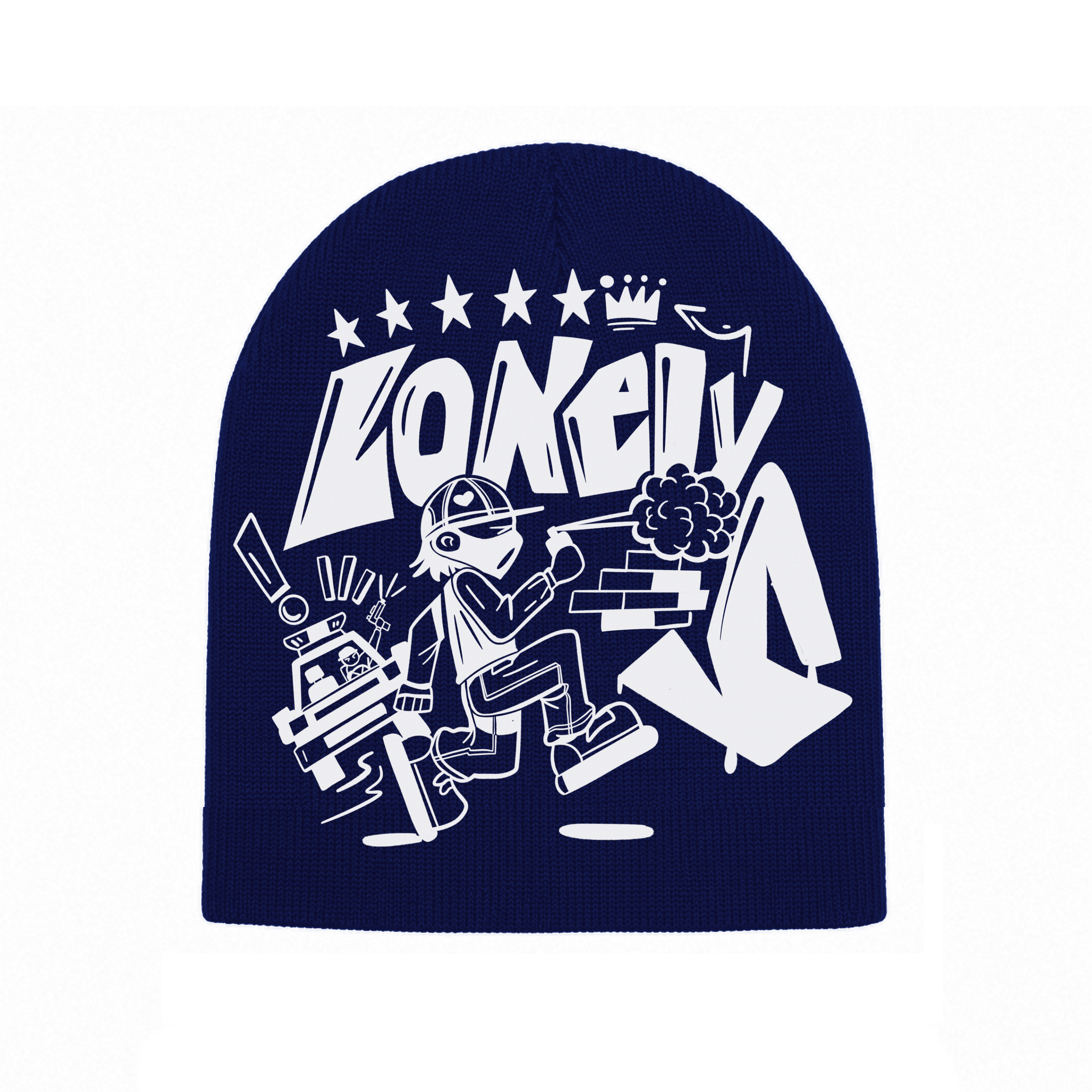 BEANIE W LONELYS BLUE